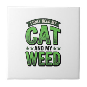 Cat And Weed Vintage Engraving T-Shirt Design_1 Tile