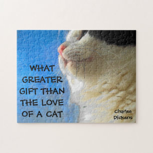 Cat and Window Charles Dickens Quote Jigsaw Puzzle
