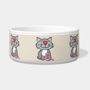 cat and yarn cat food bowl  