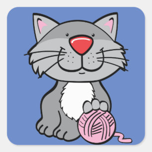cat and yarn stickers