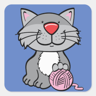 cat and yarn stickers