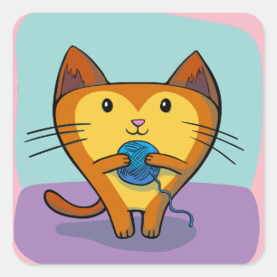 cat and yarn stickers