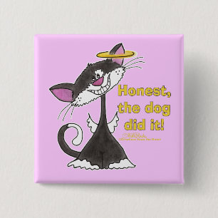 Cat Angel 15 Cm Square Badge