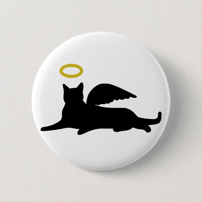 Cat Angel 6 Cm Round Badge (Front)