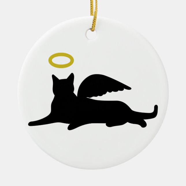 Cat Angel Ceramic Tree Decoration (Front)
