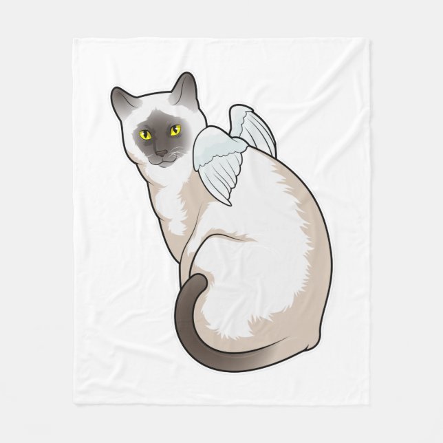 Cat Angel wings Fleece Blanket (Front)