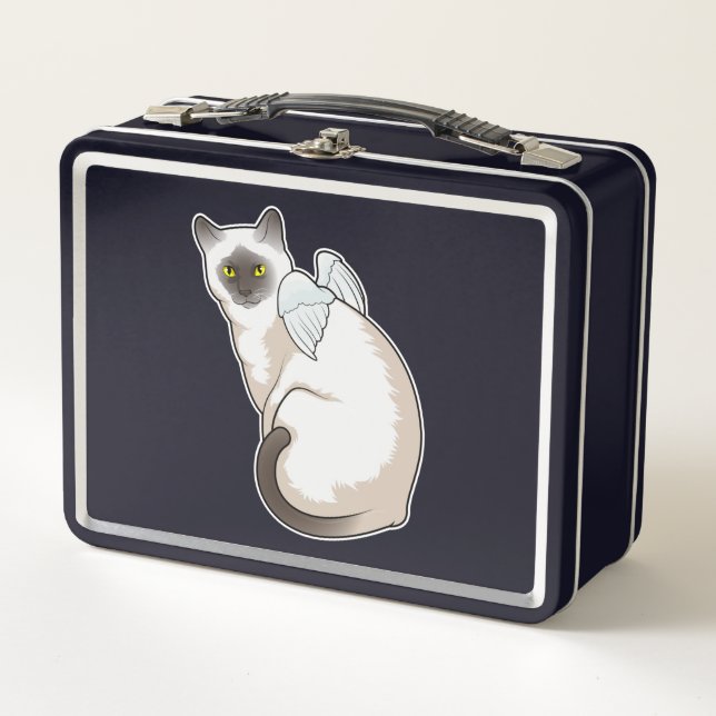 Cat Angel wings Metal Lunch Box (Front)