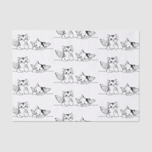 CAT ANGELS BLACK AND WHITE TISSUE PAPER