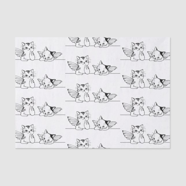 CAT ANGELS BLACK AND WHITE TISSUE PAPER (Front)