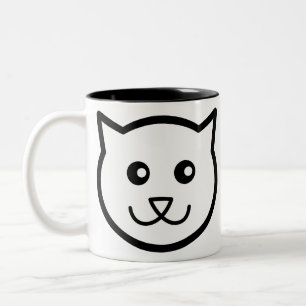Cat Animal Face Kitty Pet Happy Two-Tone Coffee Mug