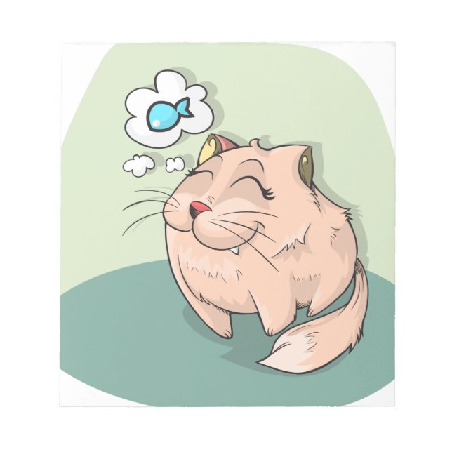 Cat animal fish thinking cute pet notepad (Front)