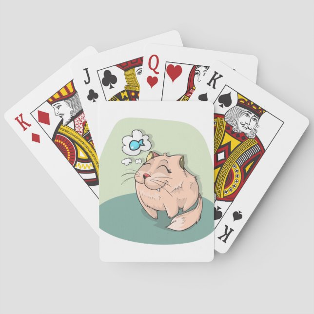 Cat animal fish thinking cute pet playing cards (Back)