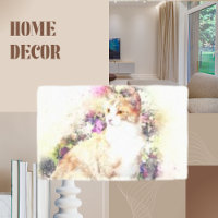 Cat Animal Floral Art Abstract Canvas Print