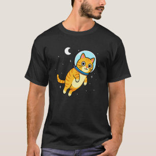 Cat Animal Lover Astronaut Space Moon Mum Dad Kids T-Shirt