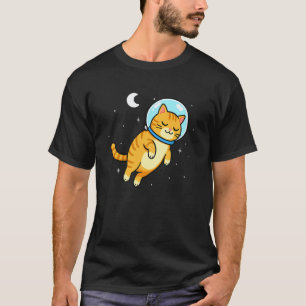 Cat Animal Lover Astronaut Space Moon Mum Dad Kids T-Shirt