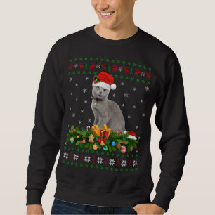 Cat Animal Lover Santa Hat Ugly Russian Blue Cat C Sweatshirt