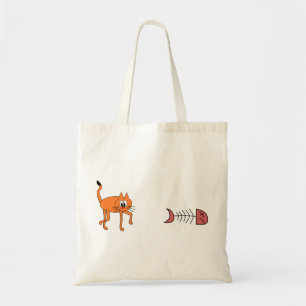 Cat Animal Orange Fish Dead Skeleton Funny Tote Bag