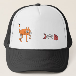Cat Animal Orange Fish Dead Skeleton Funny Trucker Hat