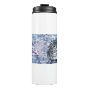 Cat Animal Pet Art Abstract Artistic Watercolor. Thermal Tumbler