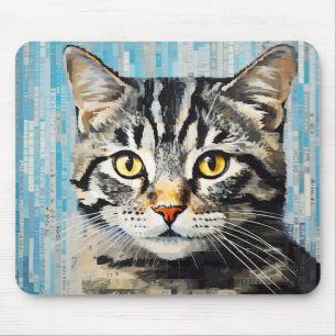 Cat Animal Pet Art Decor Paint Mosaic  Mouse Mat