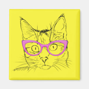 Cat Animal Pet Flowers Art Abstract Vintage Cute Magnet