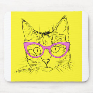 Cat Animal Pet Flowers Art Abstract Vintage Cute Mouse Mat