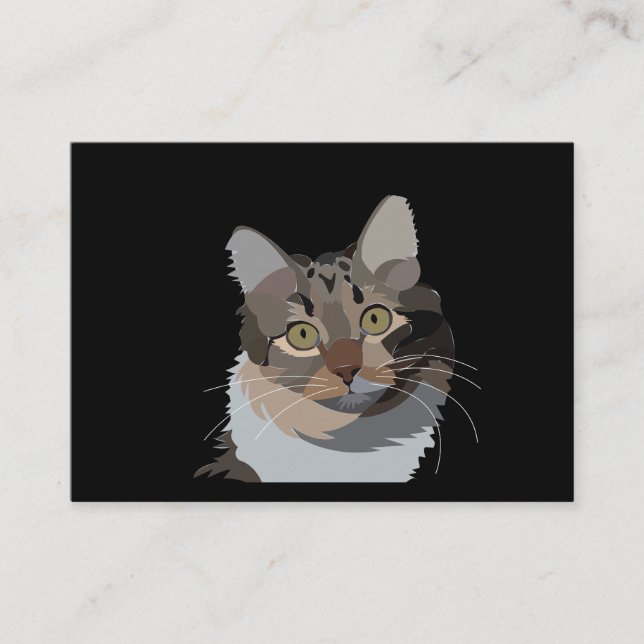 Cat Animal Pet Illustration Cat Lover Pet Services Business Card (Front)