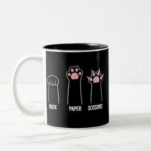 Cat Animal Pet Lover Rock Paper Scissors Hand Game Two-Tone Coffee Mug
