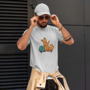 Cat Animal Playing With Planet T-Shirt