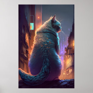 Cat Animal Portrait Painting Pet Character Poster