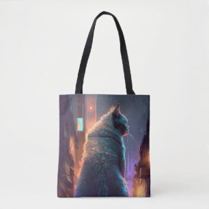 Cat Animal Portrait Painting Pet Character Tote Bag