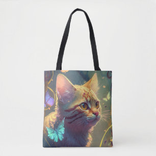 Cat Animal Portrait Painting Pet Character Tote Bag