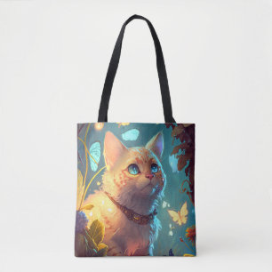 Cat Animal Portrait Painting Pet Character Tote Bag