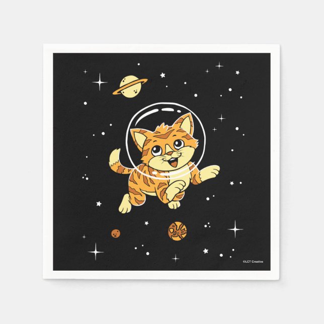 Cat Animals In Space Napkin (Front)