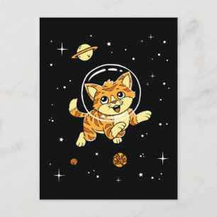 Cat Animals In Space Postcard