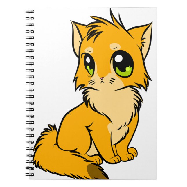 Cat Anime Cute Kitten Figure Line Art Notebook (Front)