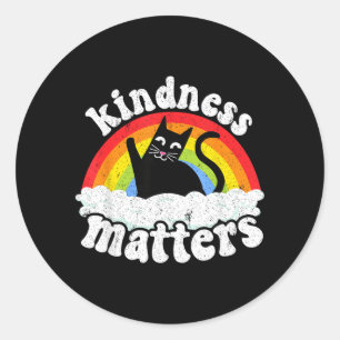 Cat Anti Bullying Rainbow Kindness Matters Sped Classic Round Sticker