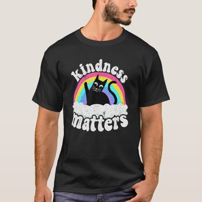 Cat Anti Bullying Rainbow Kindness Matters Sped Te T-Shirt (Front)