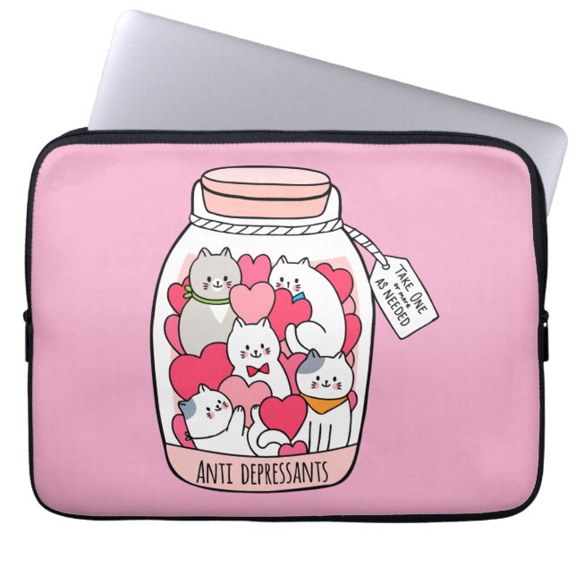Cat Antidepressant Funny Cat Lover Gift Laptop Sleeve (Front)