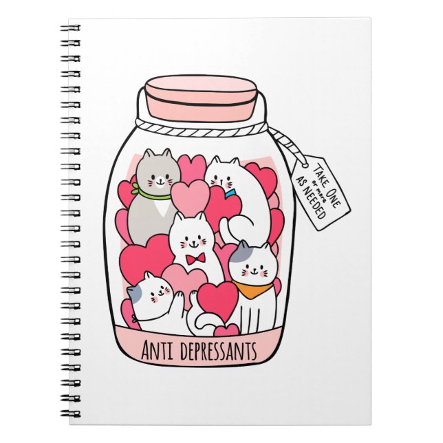 Cat Antidepressant Funny Cat Lover Gift Notebook (Front)