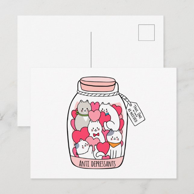 Cat Antidepressant Funny Cat Lover Gift Postcard (Front/Back)