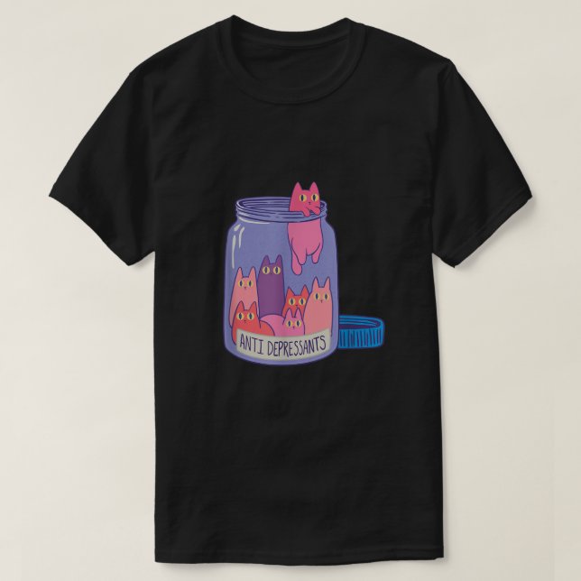 Cat Antidepressants Kitty Cats  T-Shirt (Design Front)