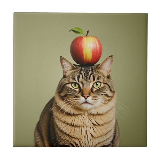 Cat Apple Tile (Front)