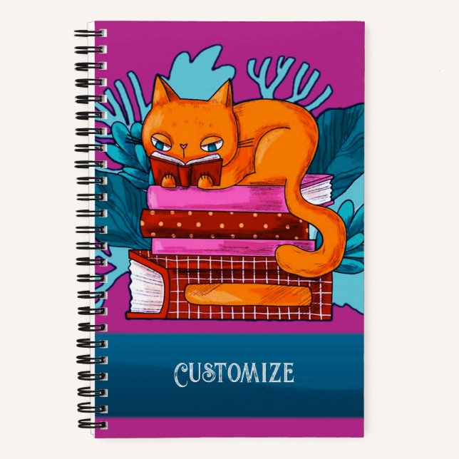 Cat Approved Books Pink Custom Notebook (Front)