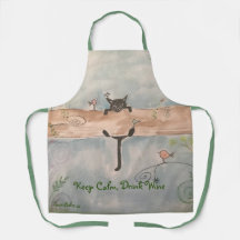 Cat Apron, Keep Calm Drink Wine