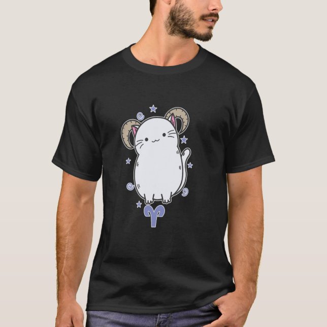 Cat Aries Zodiac Sign T-Shirt (Front)