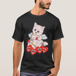 Cat Arrow Heart Valentines Day Cute Kitten Kitty L T-Shirt