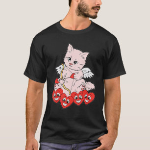 Cat Arrow Heart Valentines Day Cute Kitten Kitty L T-Shirt