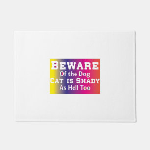 Cat Art Beware Of The Dog Doormat