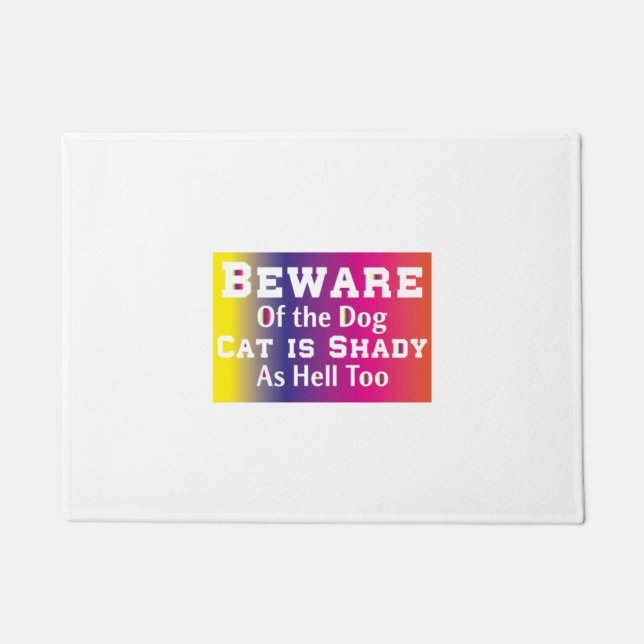 Cat Art Beware Of The Dog Doormat (Front)